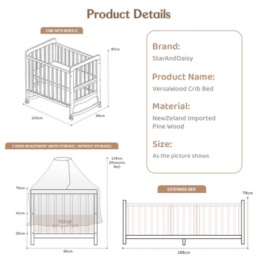 Baby Wooden Cot without Mattress