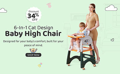 6-in-1 Cat Design Baby High Chair