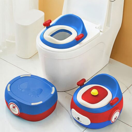 StarAndDaisy 3-in-1 Potty Training Seat for Kids, Convertible Training Seat with Detachable Toilet Seat & Stool for 1-5 Years Kids - Red & Blue