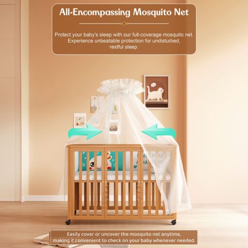 Baby Wooden Cot with Mosquito Net