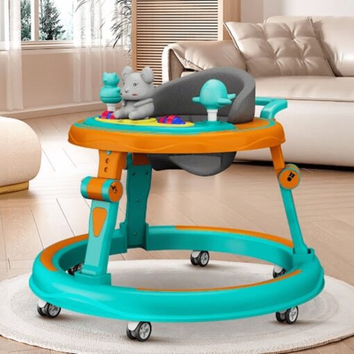 StarAndDaisy Multifunctional Intelligent Early Education Baby Walker with Toy tray (Orange & Green)