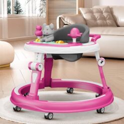 StarAndDaisy Multi-functional Intelligent Baby Walker with Height Adjustment, Early Education Baby Walker with Toy Tray - Pink