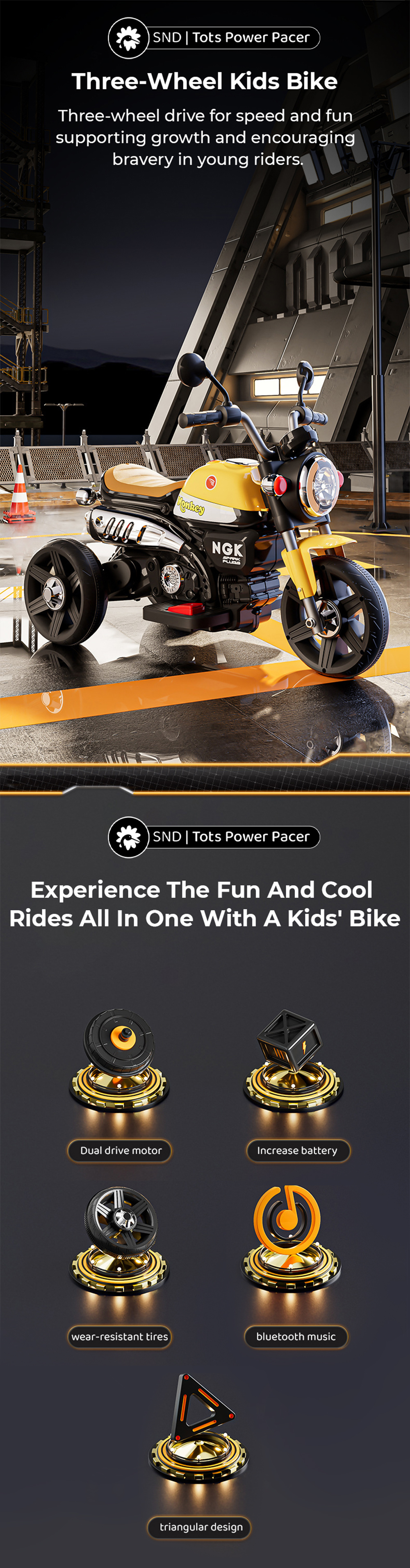 3-Wheel Ride-On Kids Bike