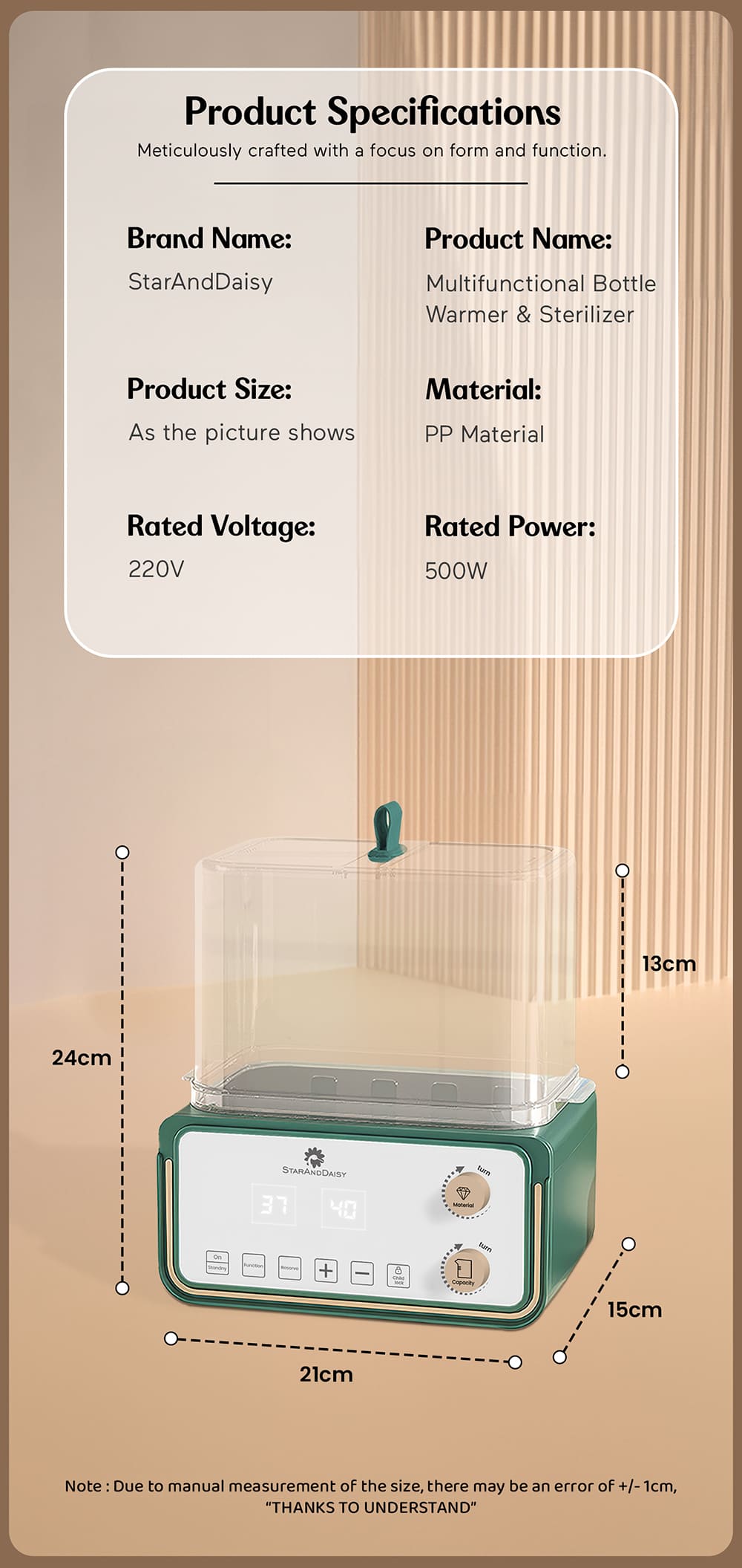 Specification of Bottle Warmer