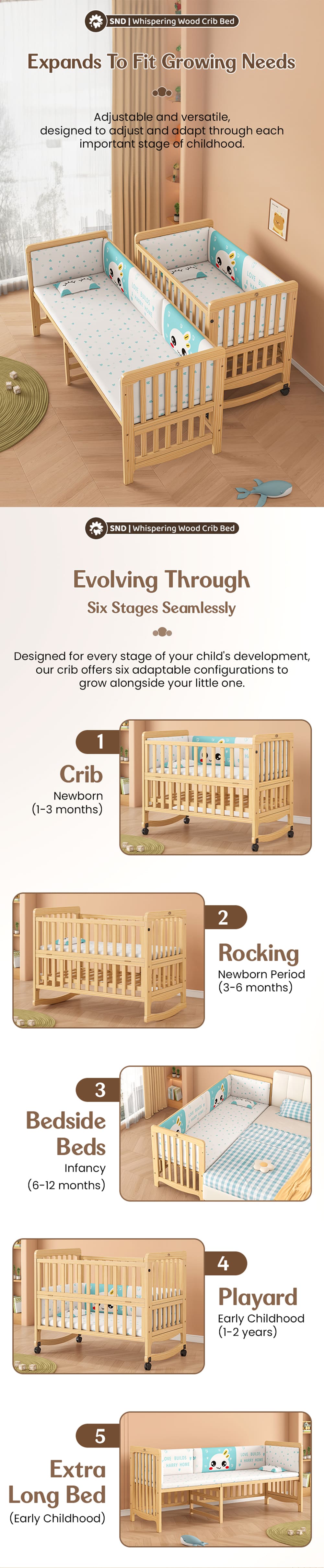 Baby wooden cot Crib Bed