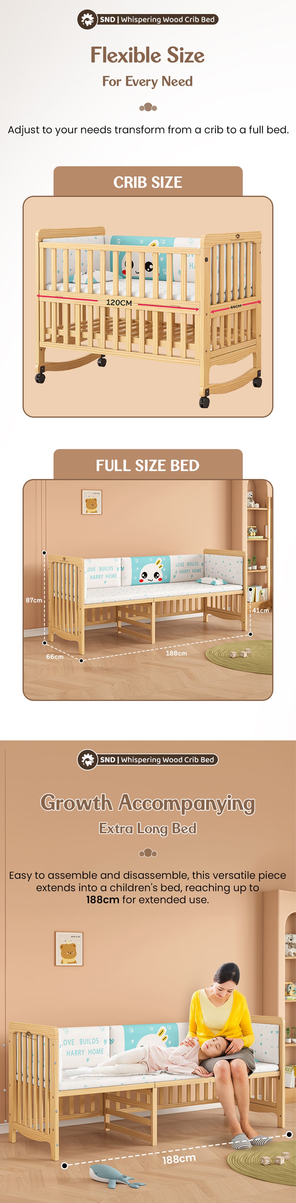 Versawood baby wooden cot