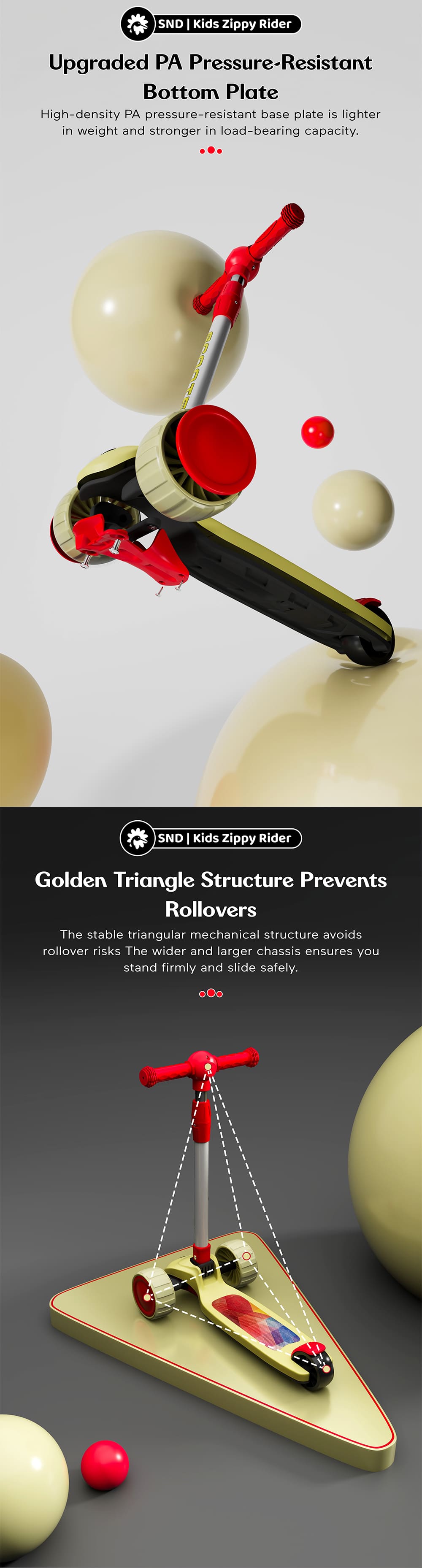 Zippy Kids Scooter Red Beige