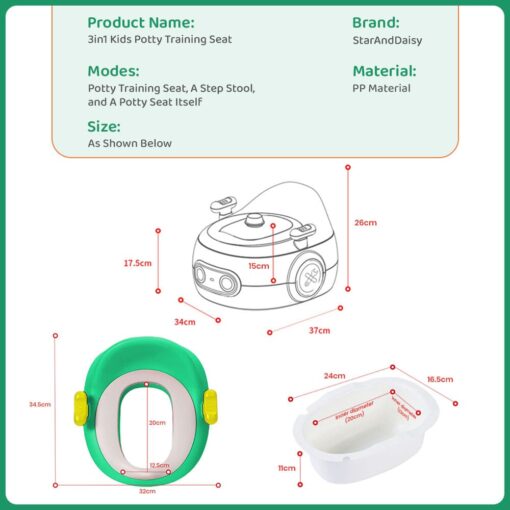 3-in-1 potty seat dimension