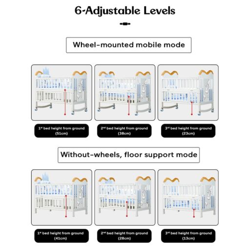 adjustable baby wooden cot