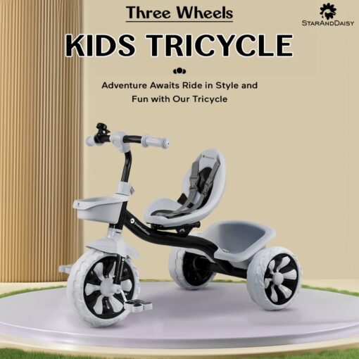 StarAndDaisy Tricycle for Kids with Dual Storage Basket and Seat Belt for Kids Boys and Girls aged 2 to 5 Years - White