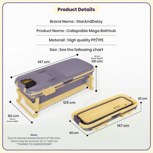 Specification of Mega Bathtub with Steamer-purple