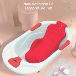 StarAndDaisy Anti-slip Baby Bath Tub with Bath Seat and Temperature Sensor and Detachable Wheels - Pink