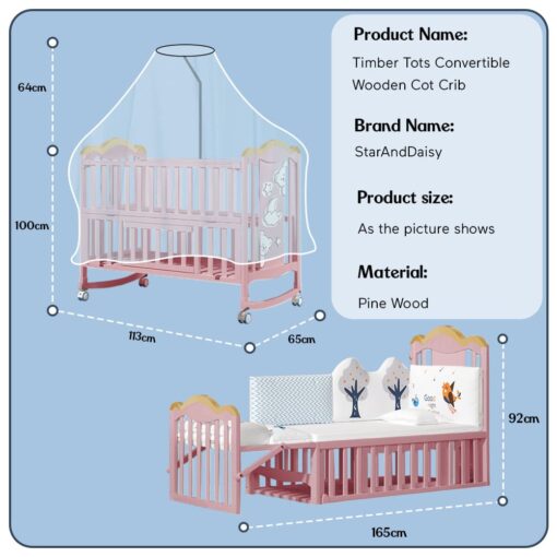 baby wooden cot bed dimension