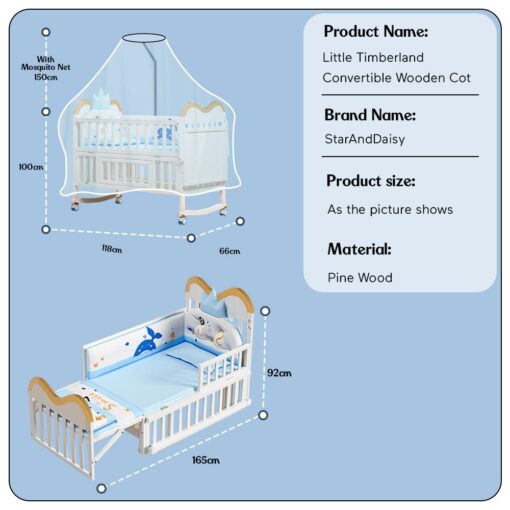 baby wooden cot dimension