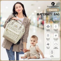 StarAndDaisy Premium Diaper Backpack for Moms, Maternity Bag  with Spacious Compartments, Travel Friendly Bags for New Mothers - Beige