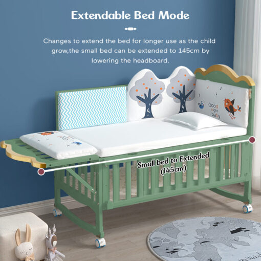 14 in 1 Baby Wooden Cot with Adjustable Heights StarAndDaisy