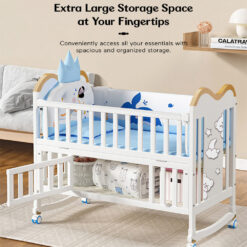 extra large storage space baby wooden cot