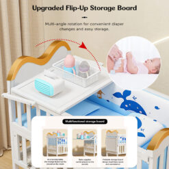 flip-up storage baby wooden cot