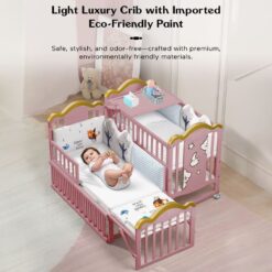 light luxury baby wooden cot bed