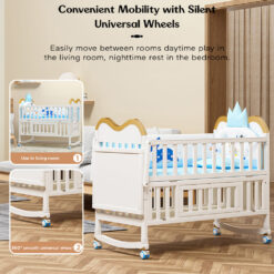 mobility with silent baby wooden cot