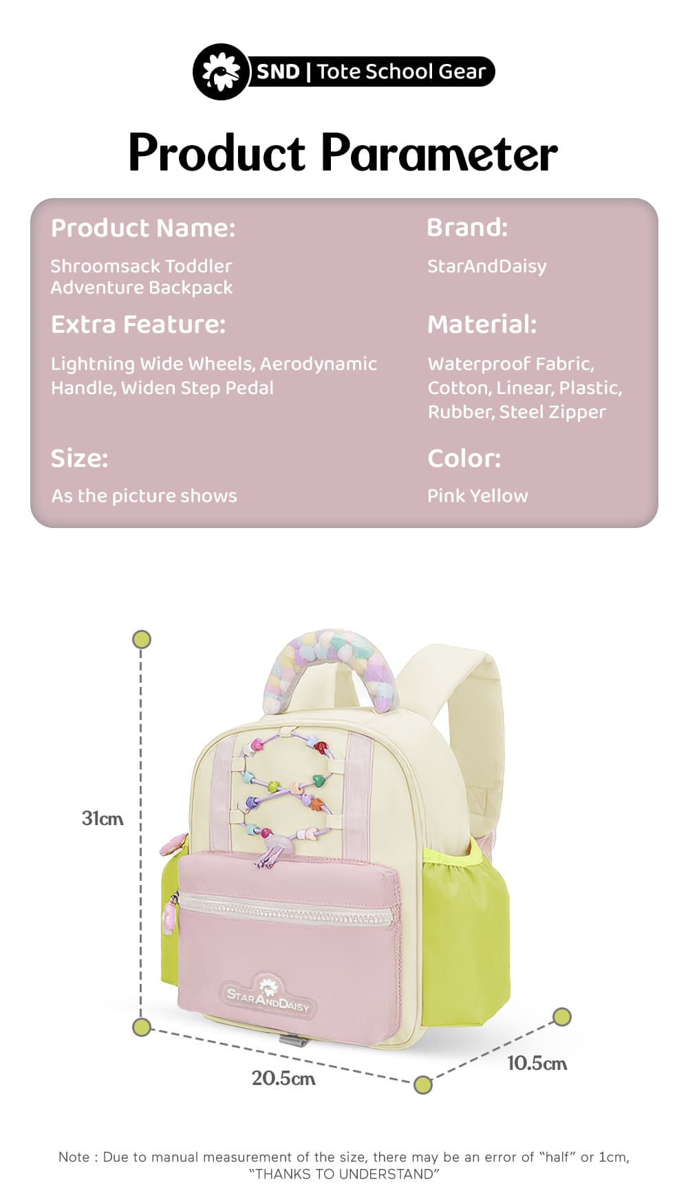 Specification of Girls & Boys School Bag