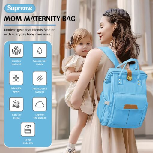 StarAndDaisy Diaper Bag Backpack, Premium Maternity Bags with USB Charging Cable & Multiple Compartments, Travel Friendly for New Mothers - Sky Blue