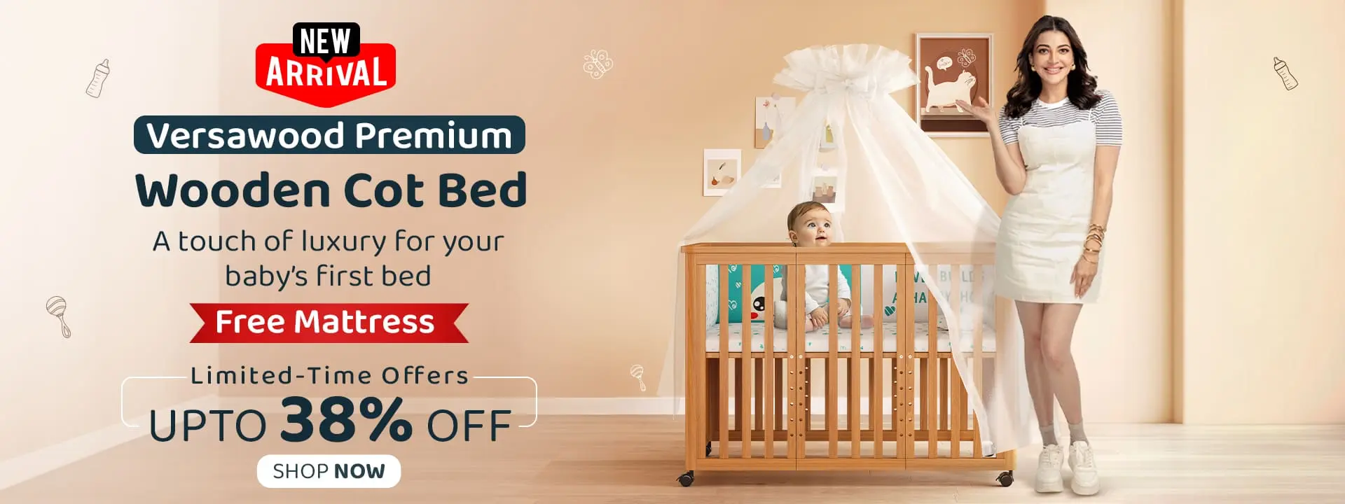 12-in-1 Baby Wooden Cot