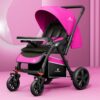 StarAndDaisy Colossal Premium Baby Stroller with Reversible Handle, Lightweight Pram with 5-Point Safety Belt & Detachable Food Tray - Pink