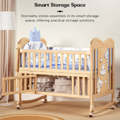 smart storage baby wooden cot bed