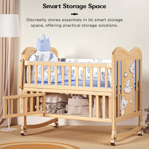 smart storage baby wooden cot bed