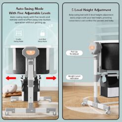 Automatic Baby Crib with 3 level of Height Adjustable