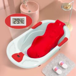 StarAndDaisy Anti-slip Bath Tub for Baby with Bather Seat, Infants & Toddlers Bathtub with Temperature Sensor - Red