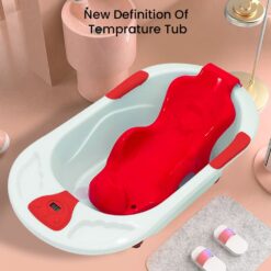 StarAndDaisy Bath Tub for Babies with Bath Seat and Temperature Sensor and Detachable Wheels - Red