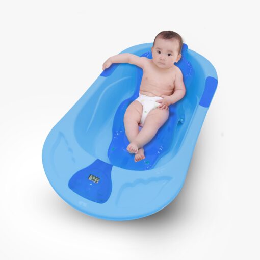 StarAndDaisy Bathtub for Baby with Bather Seat, Infants & Toddlers Bathtub with Temperature Sensor & Detachable Wheels - Light Blue