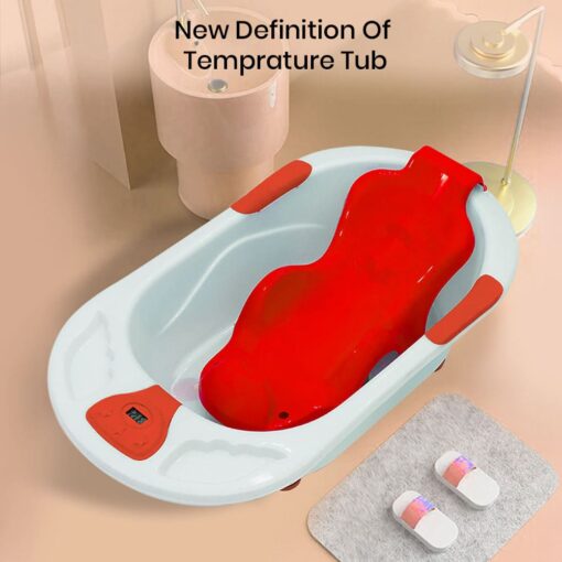 StarAndDaisy Anti-slip Bath Tub for Baby with Bather Seat, Infants & Toddlers Bathtub with Temperature Sensor - Red