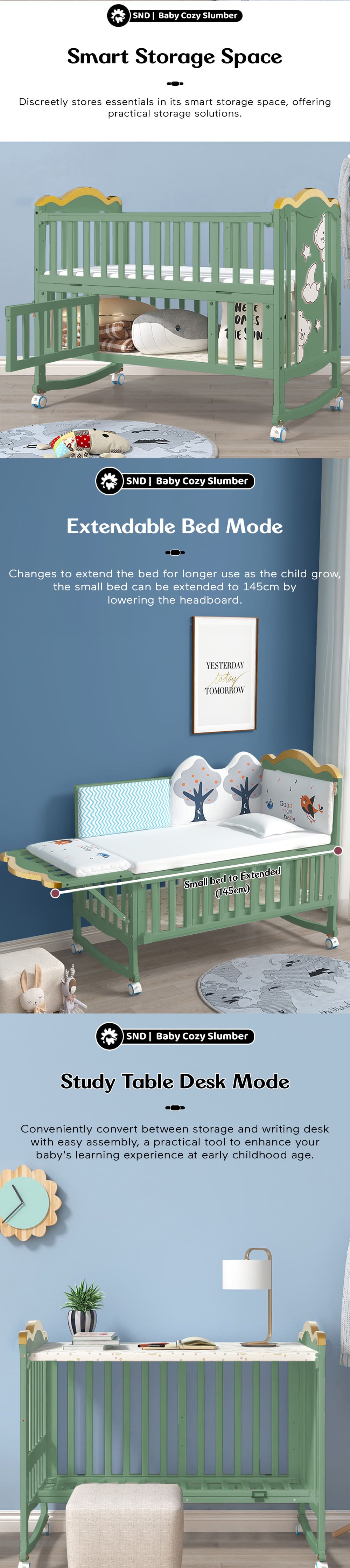 Wooden Cot with Spacious Storage