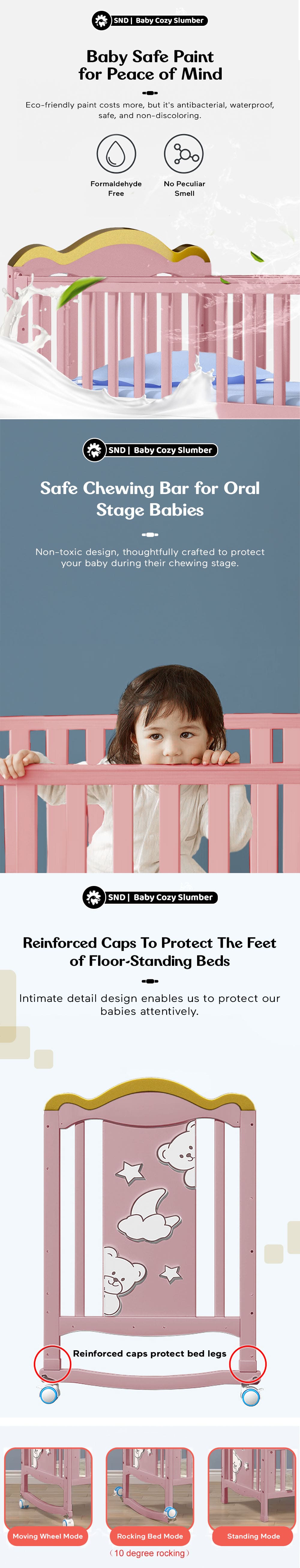 Baby Wooden crib Cradle Swing