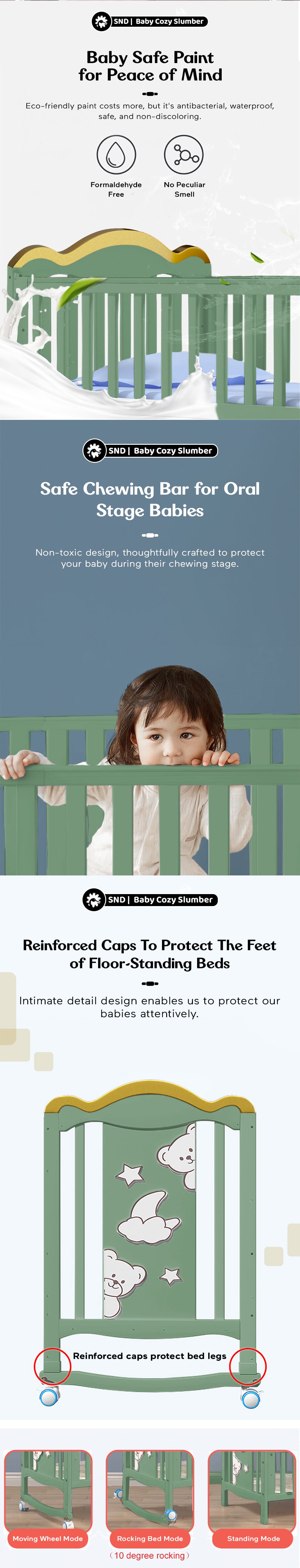 Baby Wooden crib Cradle Swing