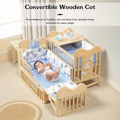 convertible baby wooden cot bed