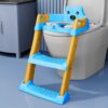 StarAndDaisy Baby Potty Training Toilet Seat for Kids with Ladder & Soft Cushion - Blue Gold