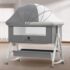 StarAndDaisy Pluto Luxury Baby Cradle with Nursing Changing Tray, Height Adjustment, Soft Foam Mattress, Storage Basket and Mosquito Net - Grey