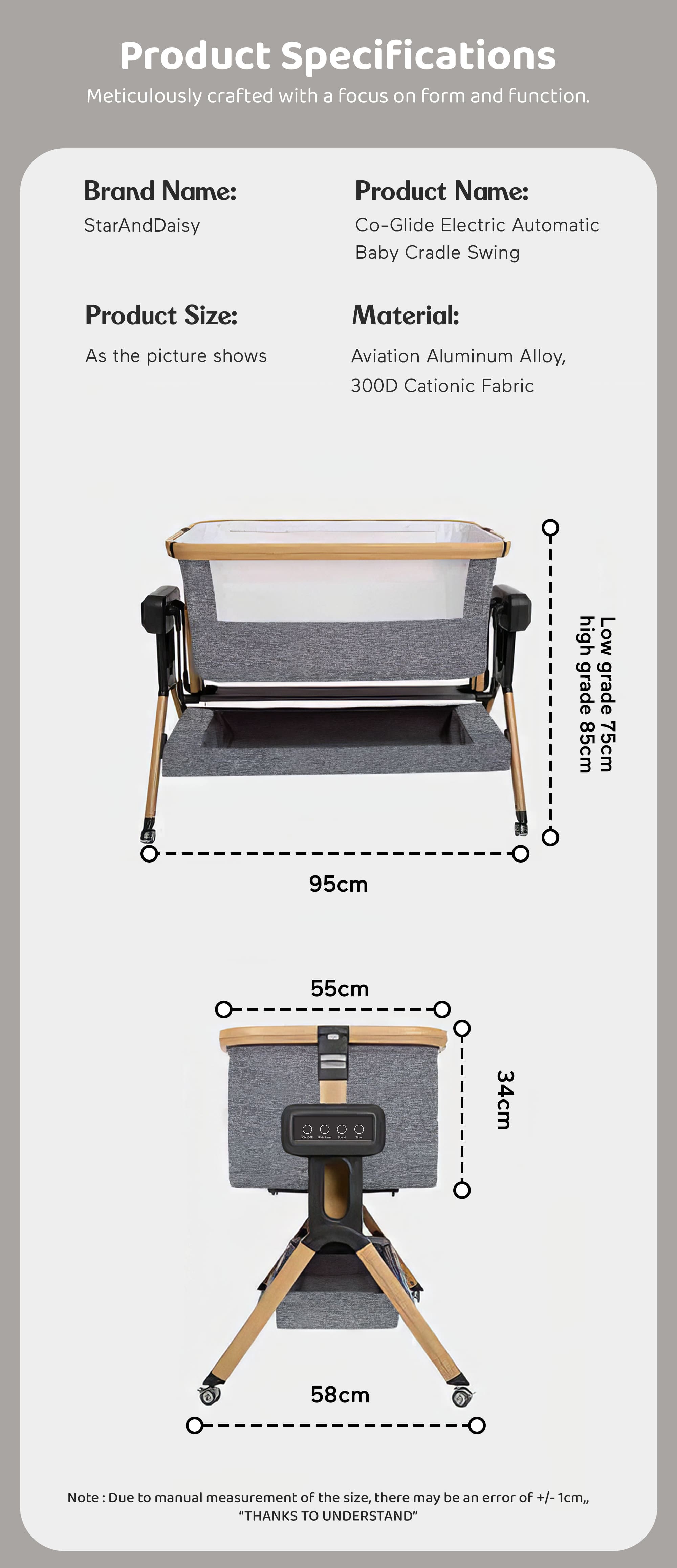 Specification of Electric Baby Cradle