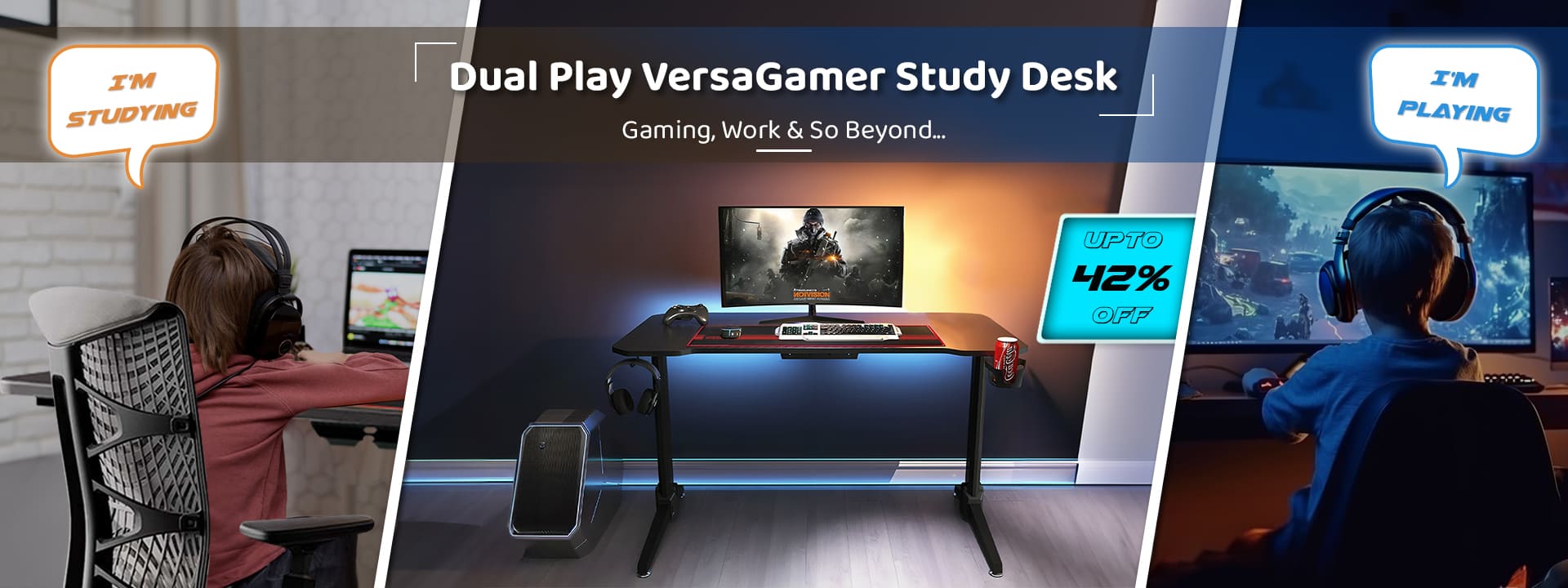 Dualplay versa gamer study desk