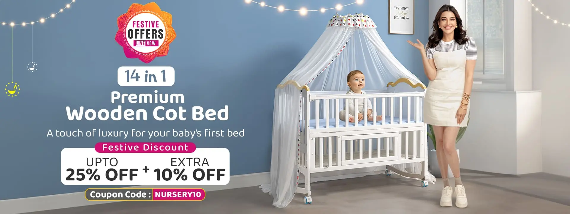 12-in-1 Baby Wooden Cot