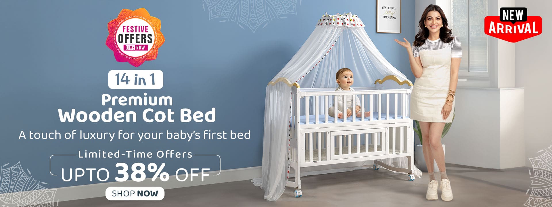 12-in-1 Baby Wooden Cot