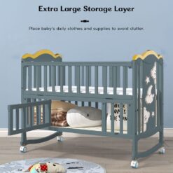 14-in-1 baby Wooden Cot with Spacious Storage