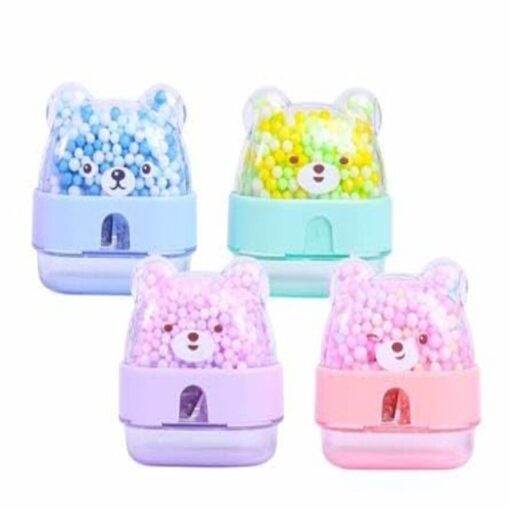 Bear Sharpener, Mess-Free Sharpener, kids stationery, Cute pencil sharpener, Kids Gift-Assorted Colour