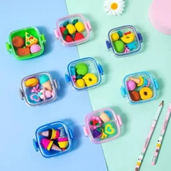 Eraser Small Box for Kids, Rubber Set with cute Design Box for Girls and Boys - Assorted Print