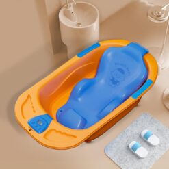 StarAndDaisy Anti-slip Bathtub for Newborn Baby with Bather Seat, Infants & Toddlers Bathtub with Temperature Sensor - Orange Blue