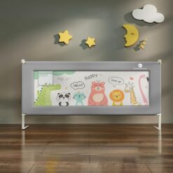 StarAndDaisy Bed Rail Guard Barrier for Baby, Portable Safety Guardrail for Infants & Toddlers - T-Supportive Frame 2m (Printed Grey)